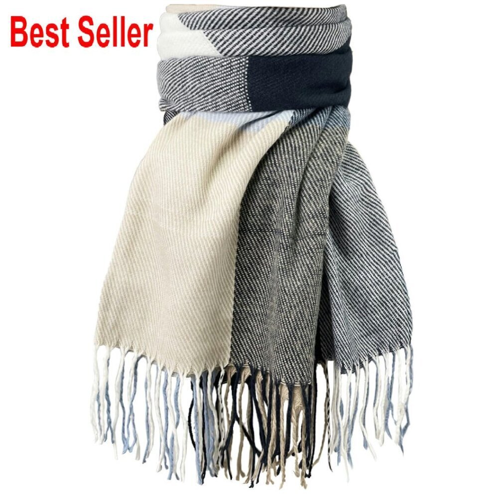 Soft Plaid Cashmere Feel Winter Scarf Large Long Blanket Shawl Elegant